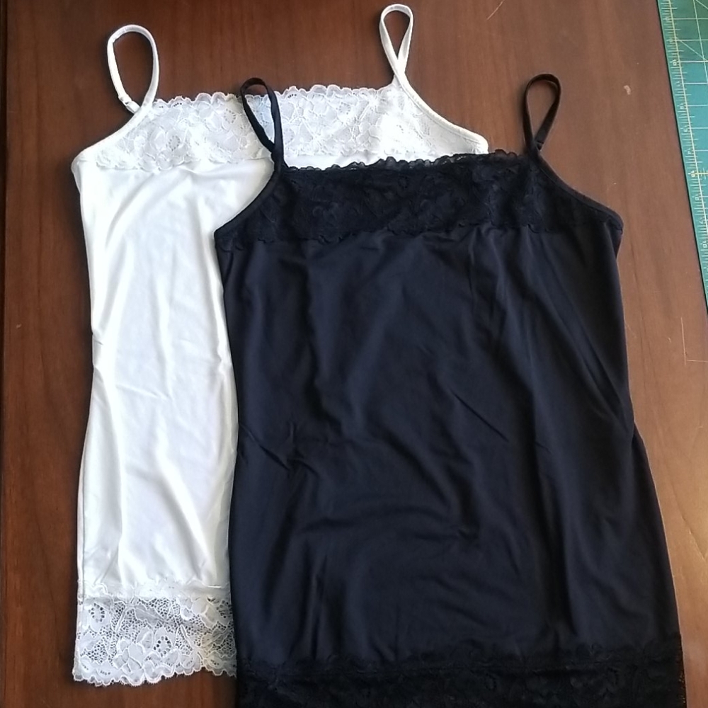 Maurice's Lace Tank Top Set black white M